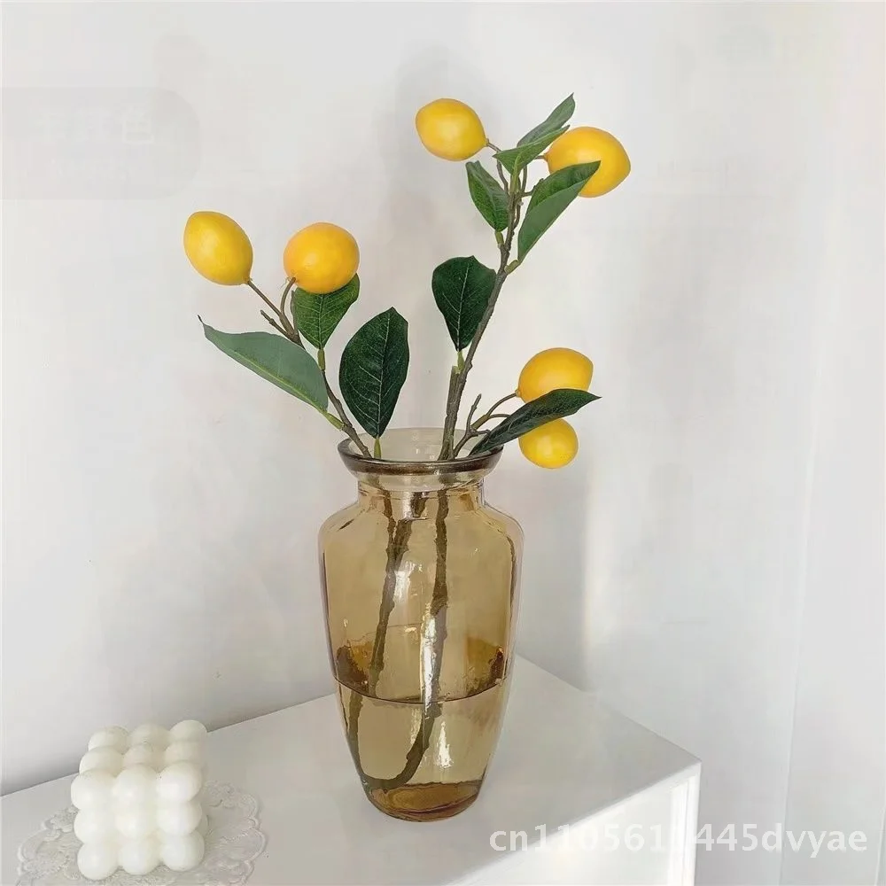 

Ins Style Amber Transparent Glass Vase European Vintage Simple Hydroponic Home Decor Flower Arrangement Handmade Artistic