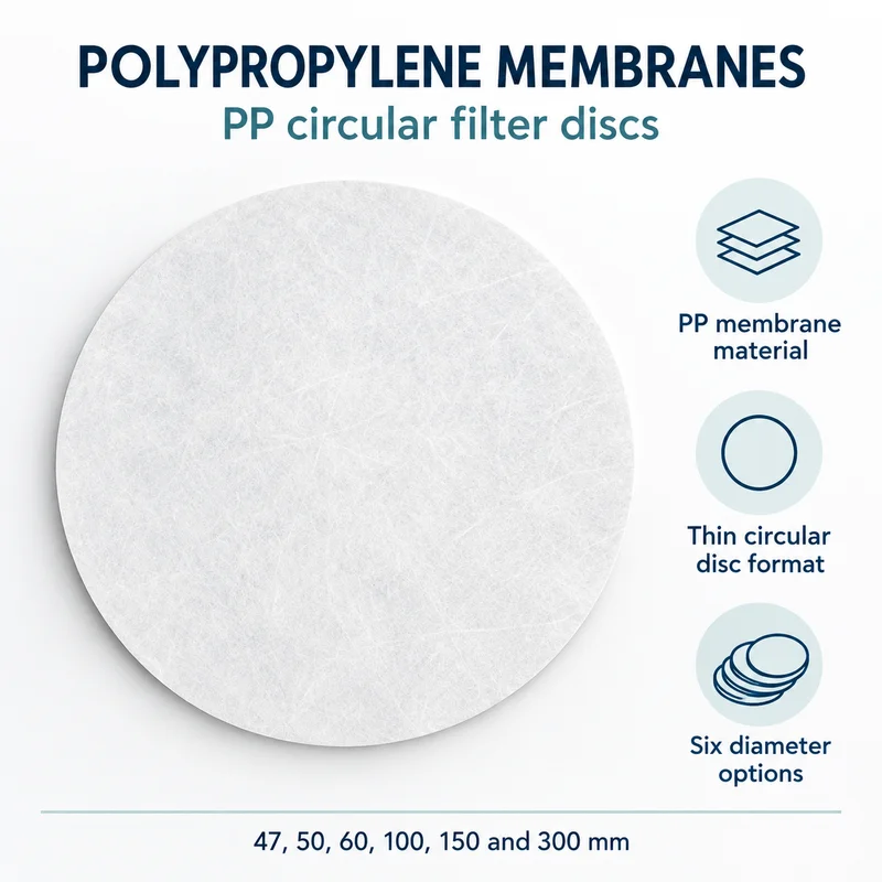 SELTON Polypropylene PP Circular Filter Membrane Discs, 47/50/60/100/150/300 mm, 0.22/0.45 μm Pore Sizes