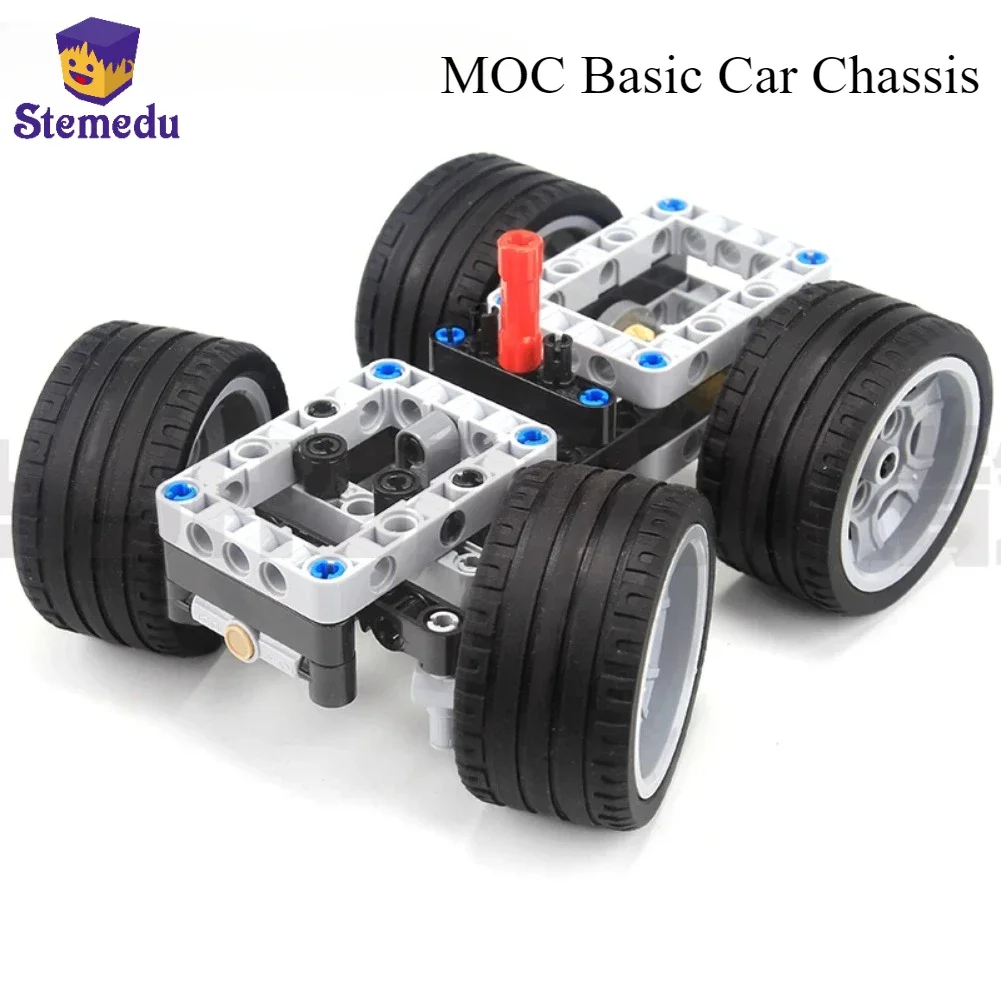 MOC Basic Car Chassis Differentials Support Motor Shock Absorbing Suspension Redesign Building Blocks Sports Car Modifications