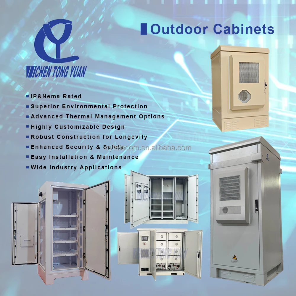 Outdoor Telecom Enclosure 18U | Galvanized Steel Floor Stand Weatherproof Cabinet with IP55 Rating for Network Equipment