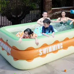 Full-Size Opvouwbaar Opblaasbaar Zwembad Slijtvast Verdikt Bovengronds Zwembad Buiten Comfortabel Opblazen Zwembad