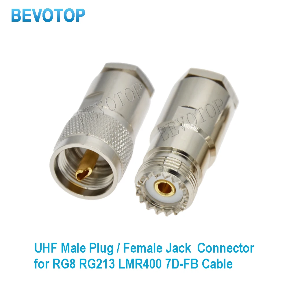 

10PCS/lot 7D-FB UHF Male PL259 Plug / UHF Female SO239 Jack Clamp Connector for LMR400 RG8 RG213 7D-FB Cable RF Connector