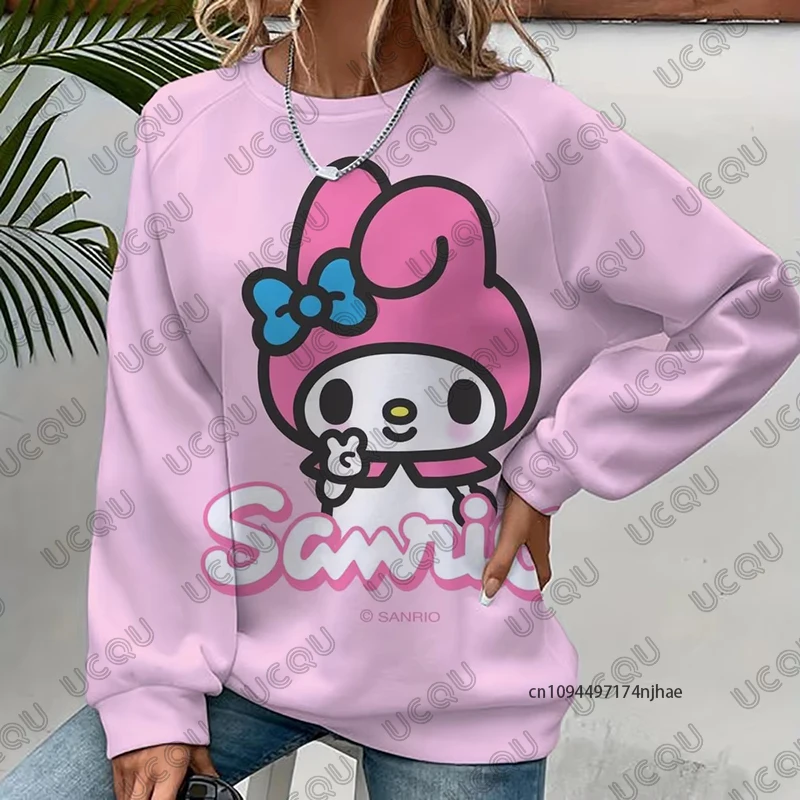 MINISO otoño dibujos animados Anime Hello Kitty estampado parejas Sudadera con capucha para Mujeres Hombres sudadera de manga larga Casual moda Harajuku Tops