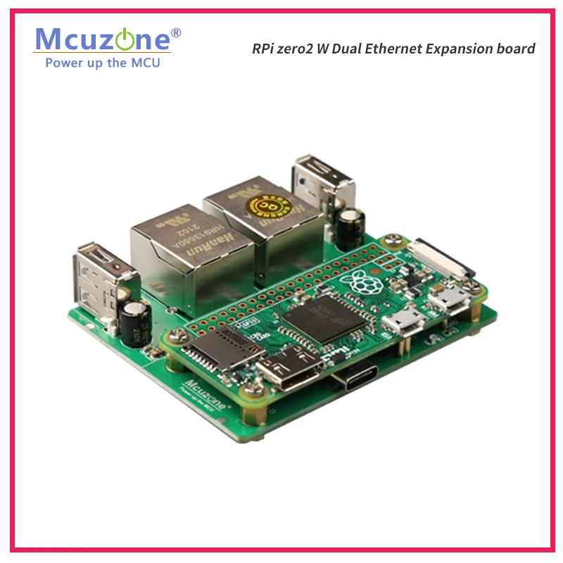 Ethernet Dual y placa principal USB para RaspberryPi zero/zero W, zero2 W, concentrador USB RJ45 Hat, alimentado por USB tipo C, sonda dorada