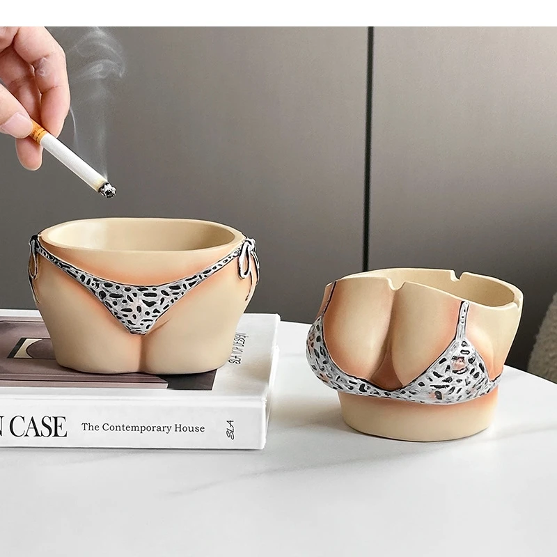 Cartoon Ashtray Sexy Leopard Print Bikini Cigar Ashtray Naked Woman Desktop Storage Container Smoking Accessories