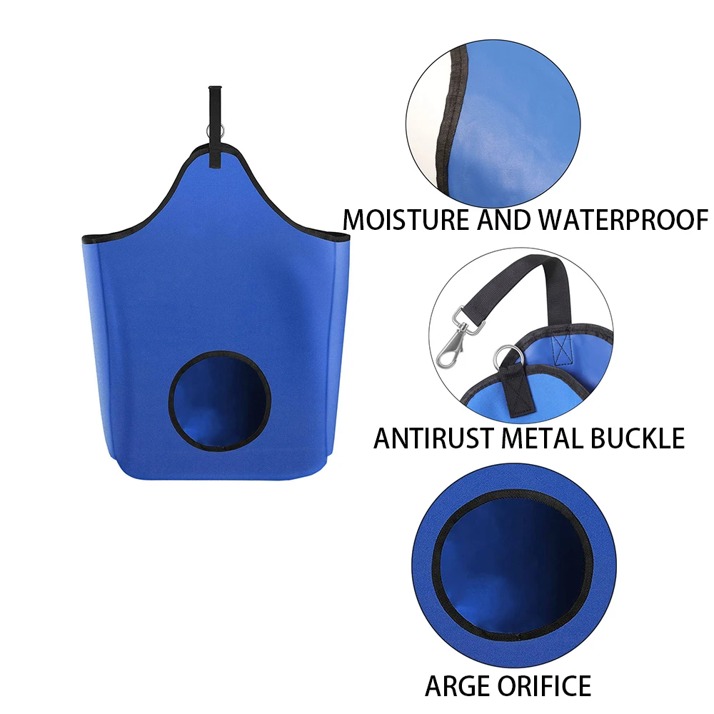 쉬운 피더 말 건초 가방, 대용량 방수 옥스포드 천, 금속 스냅 패스너 및 무거운 조절 스트랩 포함