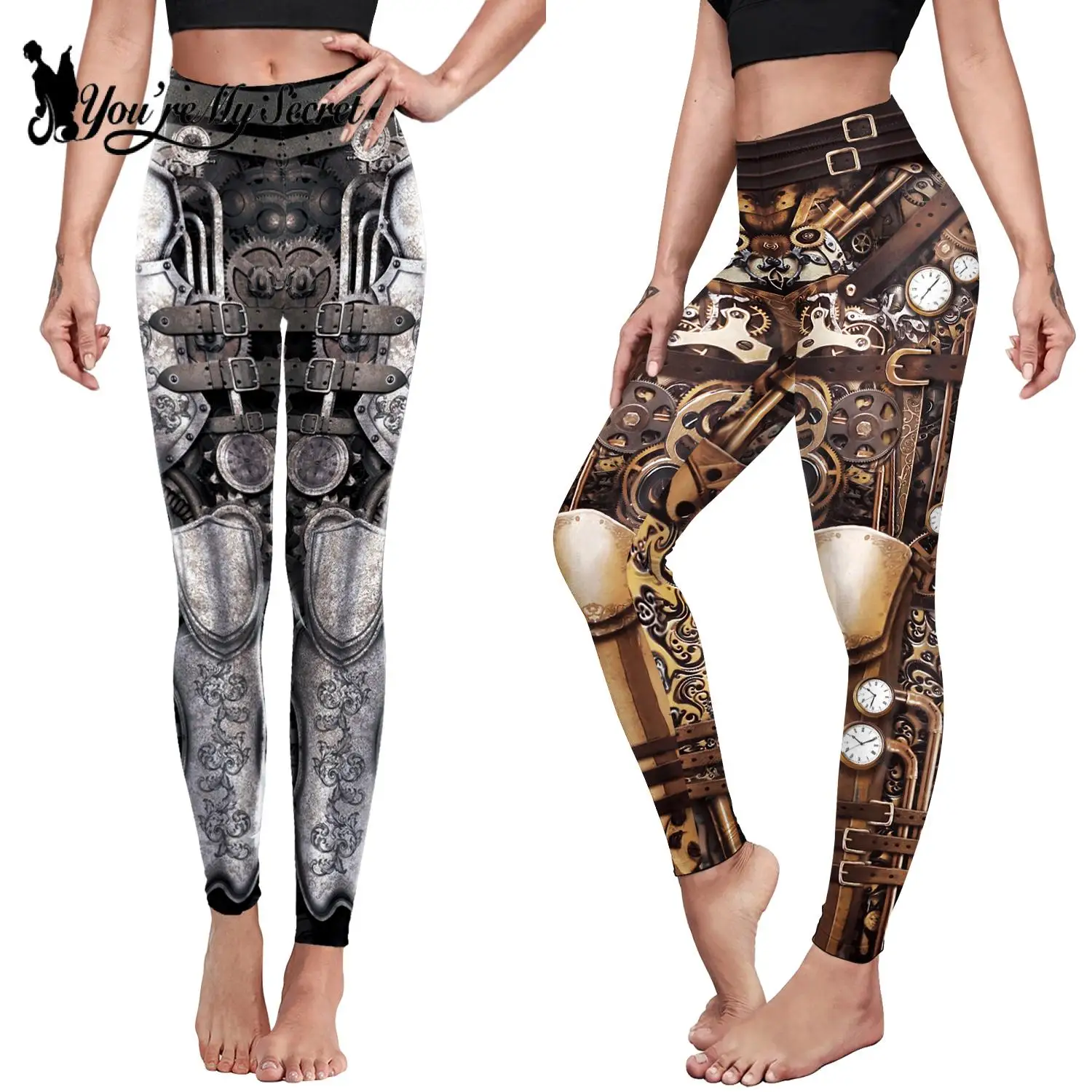 Você é meu Secret-3D leggings impressos para mulheres, calças de treino, vintage, engrenagem mecânica, steampunk, fitness, sexy, fino