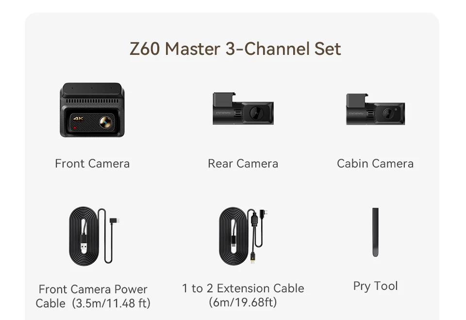 【New】DDPAI Z60Master Dual Dash Cam 4K+2K 2/3 Channel Front and Rear HDR Night Vision WiFi6 GPS ADAS Dash Camera DVR Car Dashcam