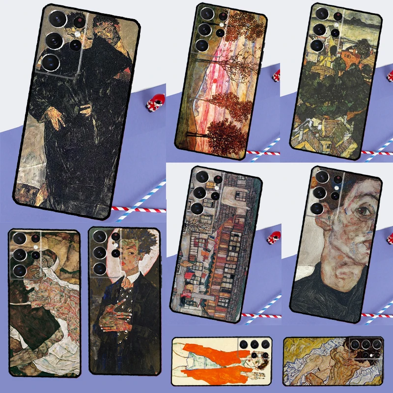 Egon Schiele Art Phone Case For Samsung Galaxy S24 Ultra S9 S10 S20 S21 S22 S23 S25 Plus S24 FE Back Cover