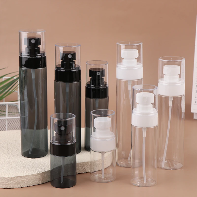 Vazio transparente/preto 30/60/100/120ml spray garrafa dispensador de viagem maquiagem álcool ultra-fino névoa hidratação facial portátil