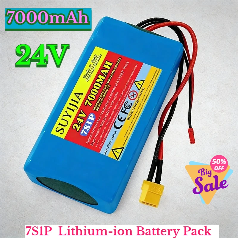 

7S1P 7000mAh 24V 18650 Lithium-ion Battery Pack for Scooters 25.2V Built-in BMS+29.4V Charger