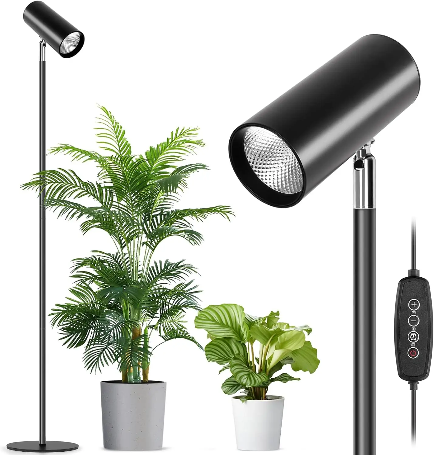 ضوء نباتي LED كامل الطيف مع حامل ثلاثي القوائم قابل للتعديل رقاقة COB للنباتات الداخلية مفتاح تشغيل/إيقاف لمصباح النمو