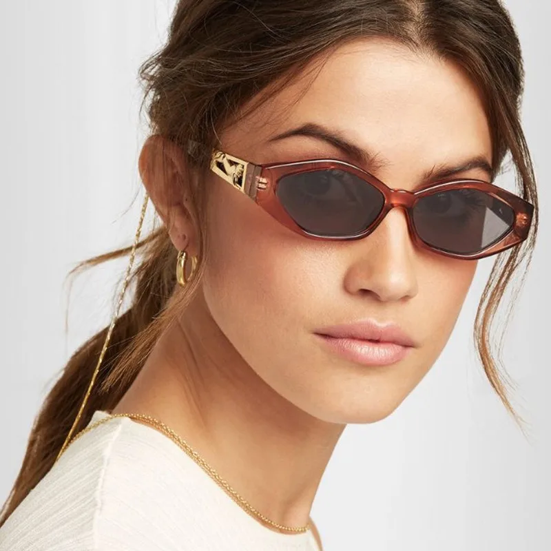 Retro Damen Sonnenbrille Kleiner Rahmen UV-Schutz Mode Cat Eye Sonnenbrille für Frauen Outdoor Brillen Weiblich