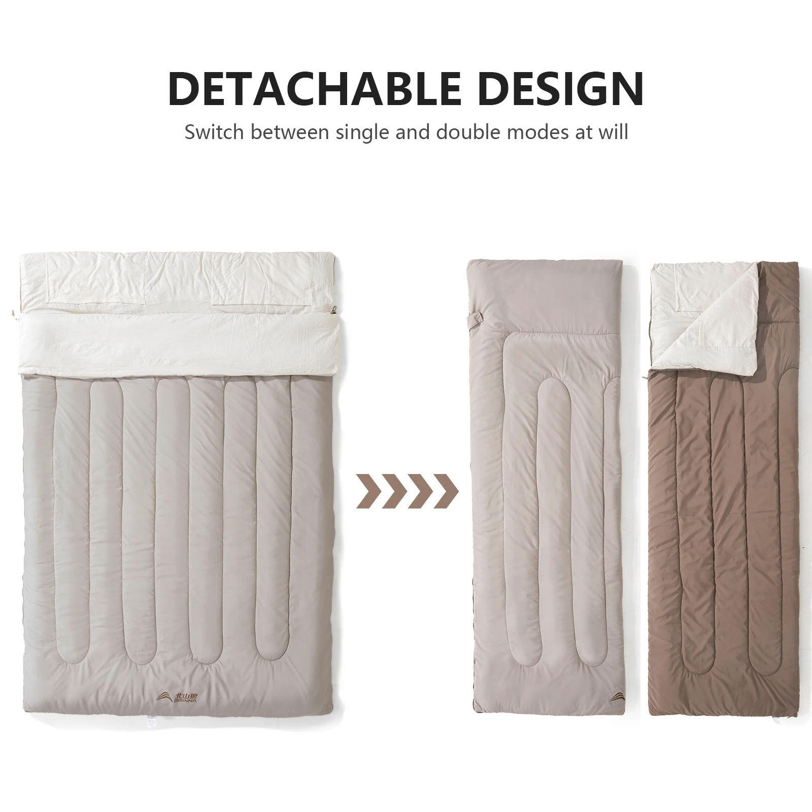 BSWolf 2 Person Camping Sleeping Bag Portable Detachable Sleeping Bag for Travel Outdoor Hiking image 2