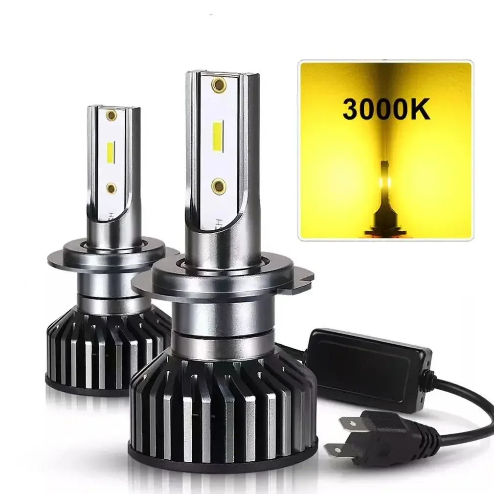 Car headlights H4 H7 LED H11 9005 3000K yellow light 6000K white light spotlight king 160W 24000LM lighting 1860 CSP12V LED head