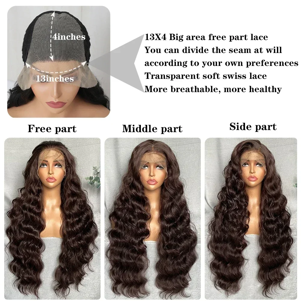 Wig renda sintetis coklat muda bisnis X-TRESS Wig Super panjang gelombang longgar 13x6 Wig rambut Frontal renda dengan rambut bayi sehari-hari gaya baru