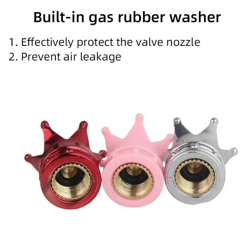 2PCS Bike Schrader Crown Valve Caps Dustproof Waterproof Wheel Valve Cover Bicycle Tyre Rim Cap MTB Trim Valve Cap