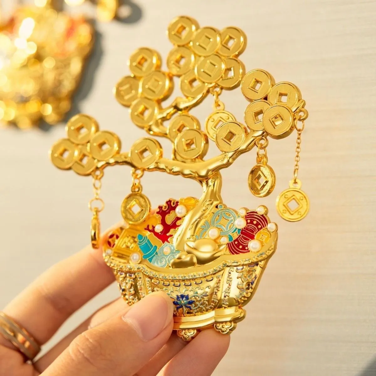 Forbidden City Cultural Creative Lucky Money Tree Fridge Magnet - Metal Magnetic Fortune Attracting Travel Souvenir Home Decor