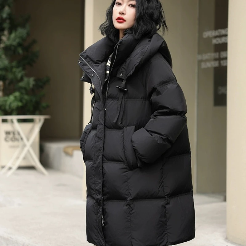 Hooded Puffer Coats for Women, Casual Puffer Coats, Loose Pockets Down Jackets Windproof Warm Jackets, Korean Commuter Outerwear