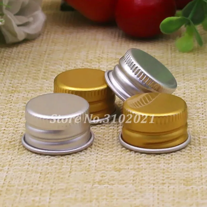 18/20/24/28R Gold Silver Aluminum Screw Cap Lid for PET Cosmetic Liquid Bottles Makeup Refillable Containers 50/100/200/500pcs