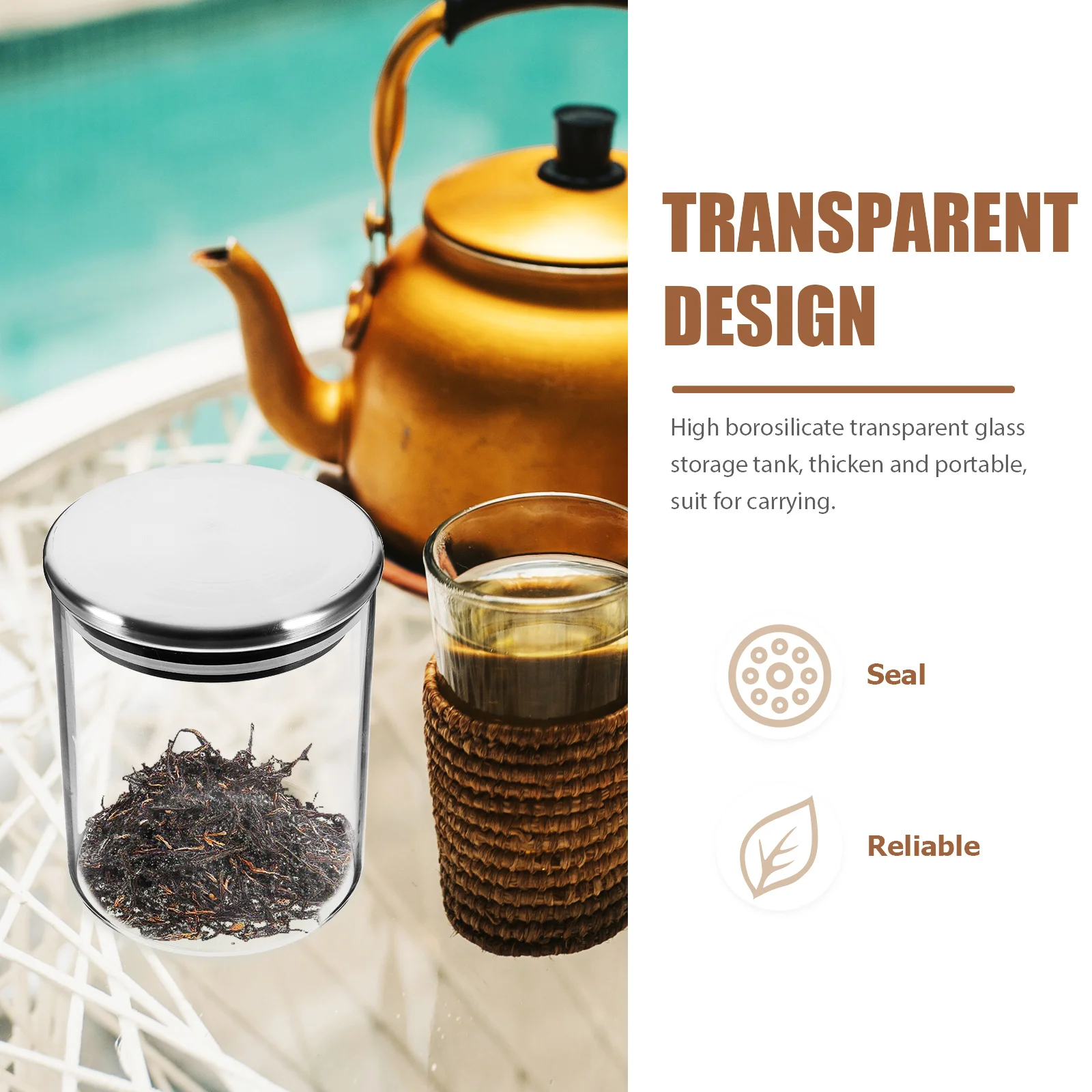 

Glass Airtight Sealed Canister Storage Jar with Stainless Steel Lid for Dry Fruits Nuts Snacks Tea Coffee Kitchen Use