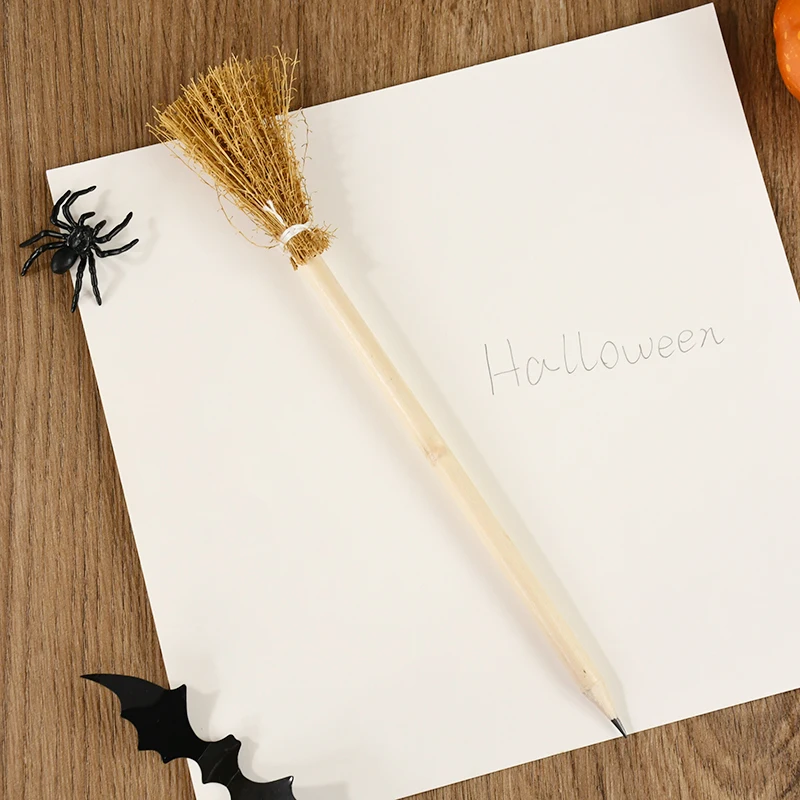 10Pcs Besen Geformt Bleistift Hexe Handwerk Liefert Holz Mine Bleistift Student Schreiben Werkzeug Skizzieren ZeichnungHalloween Party Geschenke