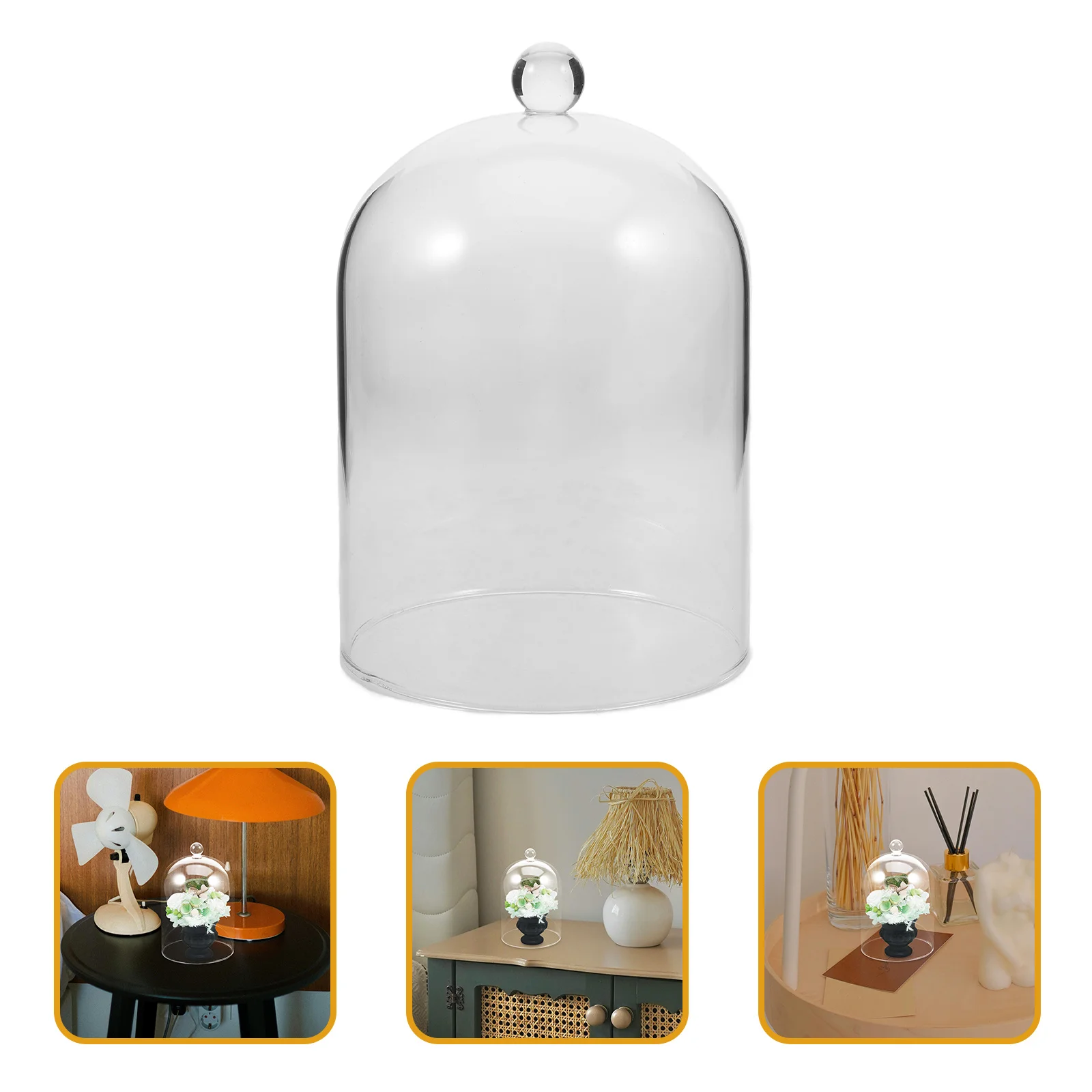 

Decorative Glass Cloche Cover for Preserved Flowers Clear Transparent Dome Display for Home Decor Craft Landscape Jar