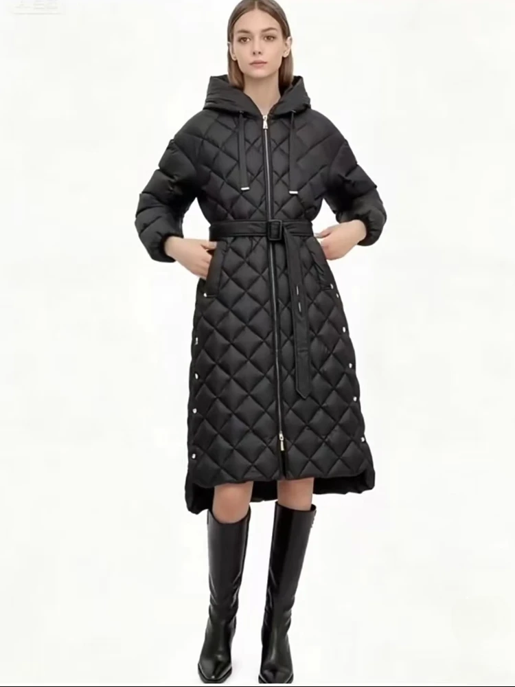 الدانتيل متابعة الخصر مقنعين منقوشة طويلة أسفل معطف للنساء ملابس خارجية جديدة خفيفة الوزن مبطن الستر الكورية شعبية الملابس النسائية