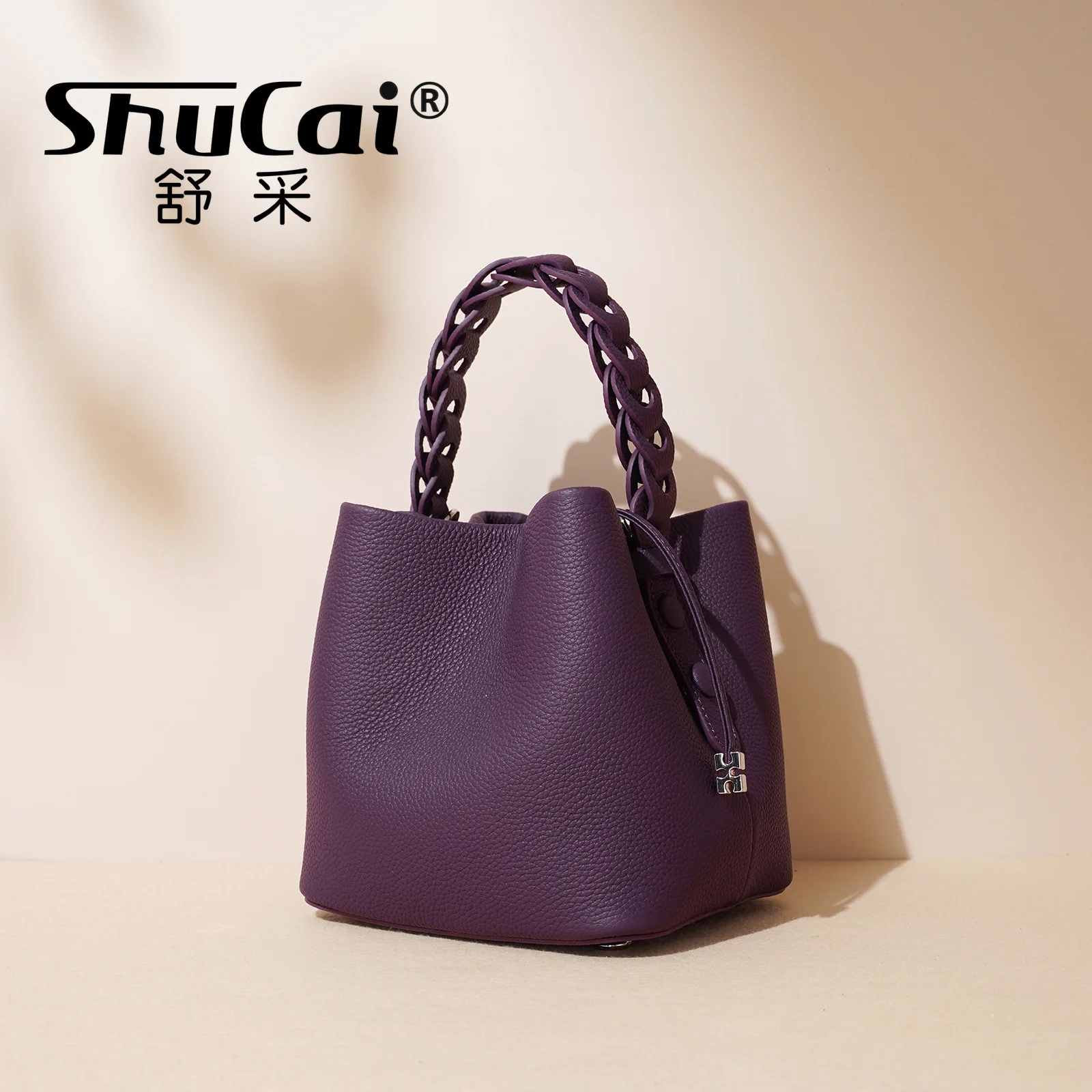 

Genuine Leather Women's Handbag Luxury Designer Cowhide Ladies Shoulder Crossbody Commuter Bucket Bag Female high quality small