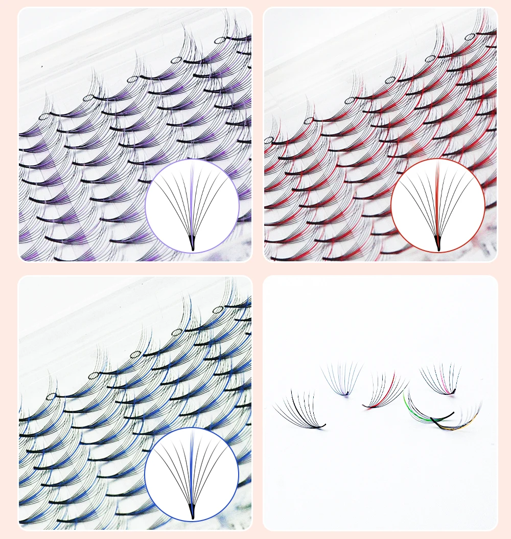 NATUHANA Color Wispy Premade Fans Pointy Base7D 9D Russland Volumen Wimpernverlängerung Einzelwimpern Faux Mink Lash – Detail 14