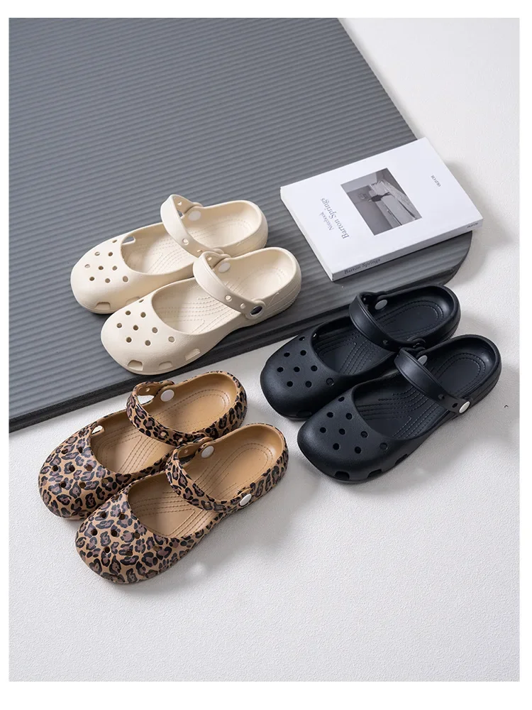 Niedliche Damen-Clogs mit Leopardenmuster, süße Outdoor-Schuhe, Sommer-Neuheit, EVA-Outdoor-Strand-Pantoffeln, wasserdicht und rutschfest. – Detail 16
