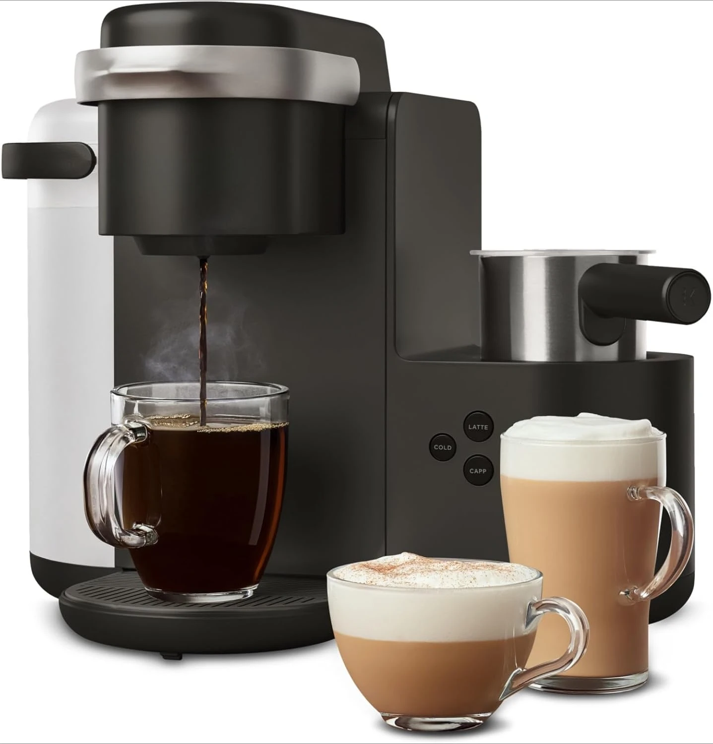 K-Cafe K-Duo Single Serve Coffee, Latte and Cappuccino Maker, 32 K-Cup Pods, Dark Charcoal