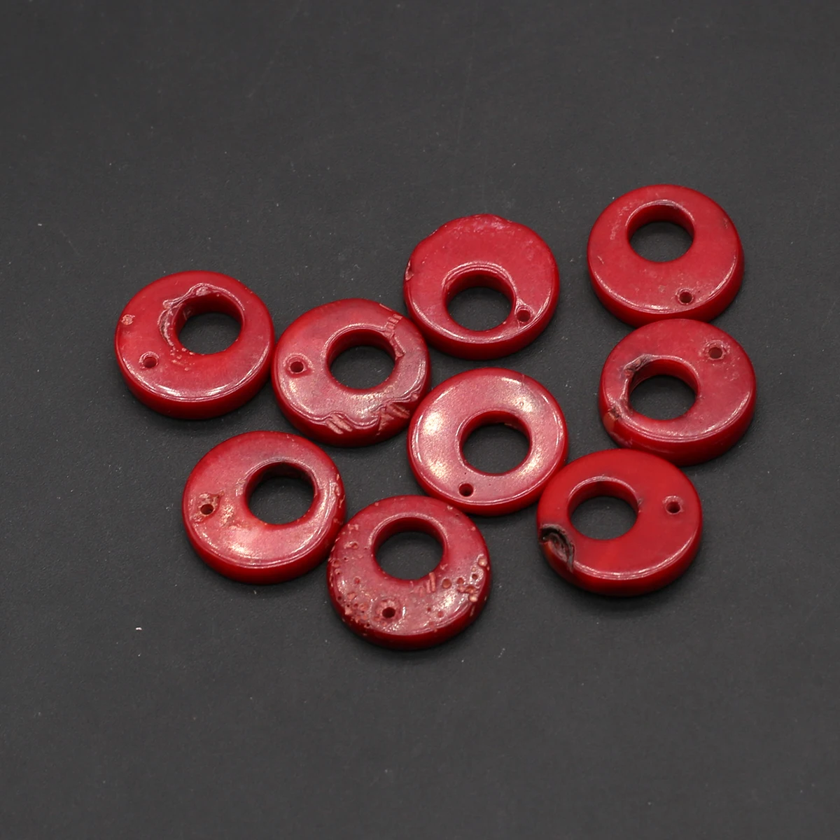 Natural Sea Bamboo Coral Pendant Round Red Coral Large Hole Beads Jewelry Making DIY Necklace Earrings Accessories 20x8mm