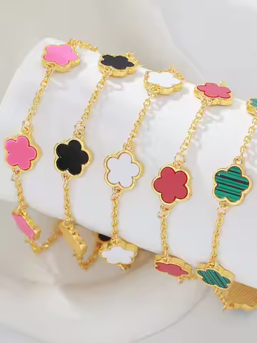 Luxury Classic Five Flower Bracelet Adjustable Five-Pointed Star Wristband Chain For Women Fashion Party Jewelry Gift Clover