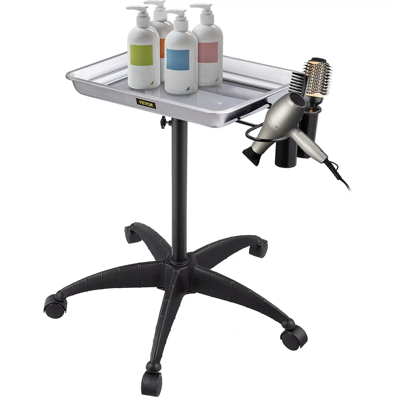 Mayo Stand Medical Tray, Height Adjustable Stainless Steel Salon Tray Easy Assemble Tattoo Cart Lab Tray with 2 Cups