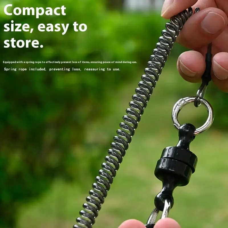 Magnetic Fly Fishing Net Holder Release With Elastic Coil Tether Lanyard Carabiner Angling Gear - view 5
