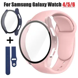 Capa e Banda para Samsung Galaxy Watch, Protetor de Tela, Amortecedor de Proteção Dura, Capa e Alça, Samsung Galaxy Watch 4, 5, 6, 7, 40mm, 44mm