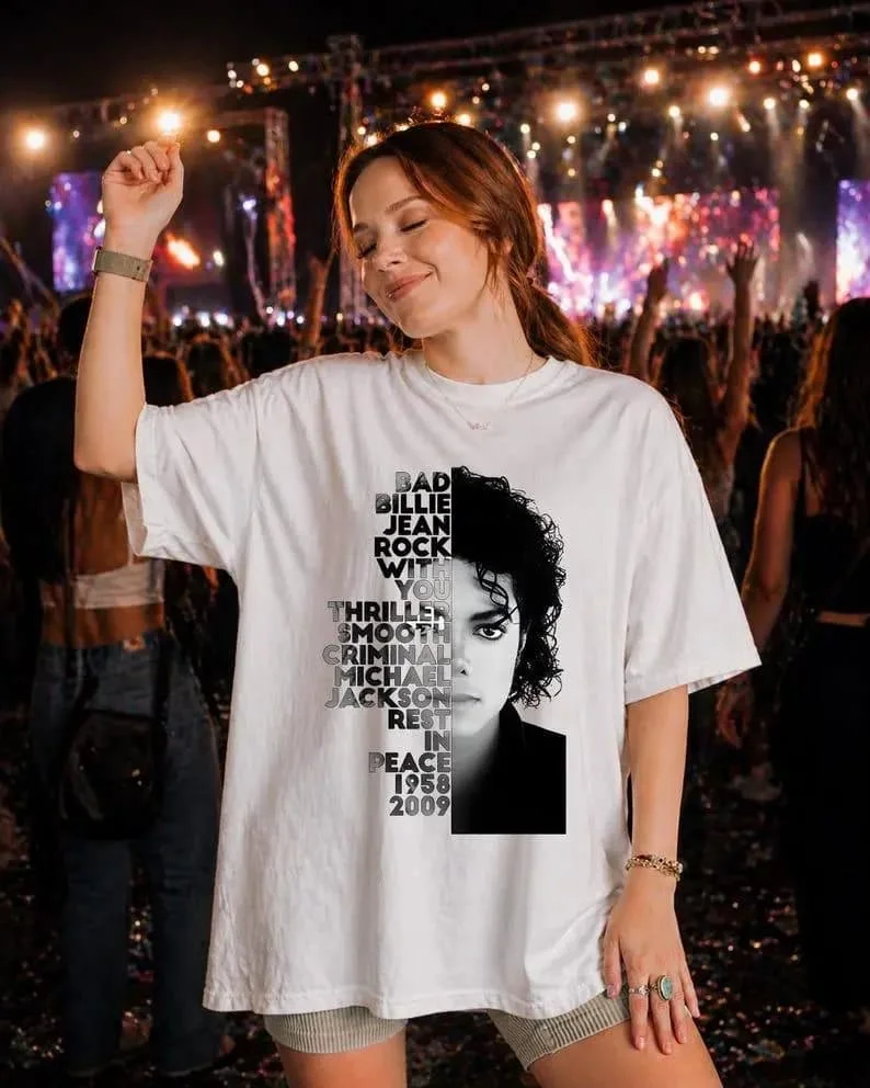 Michael Jackson King of Pop T Shirts Woman Short Sleeve King of Pop Era T-Shirt Casual Round Neck Printed Tshirt Woman Clothing