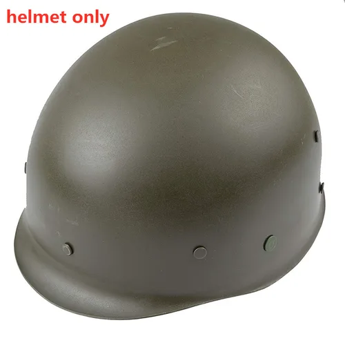 Imagen 2 del producto Casco militar M1 de acero verde ajustable, equipo de protección táctica del ejército, equipo de Paintball de campo, casco resistente de acero para adultos