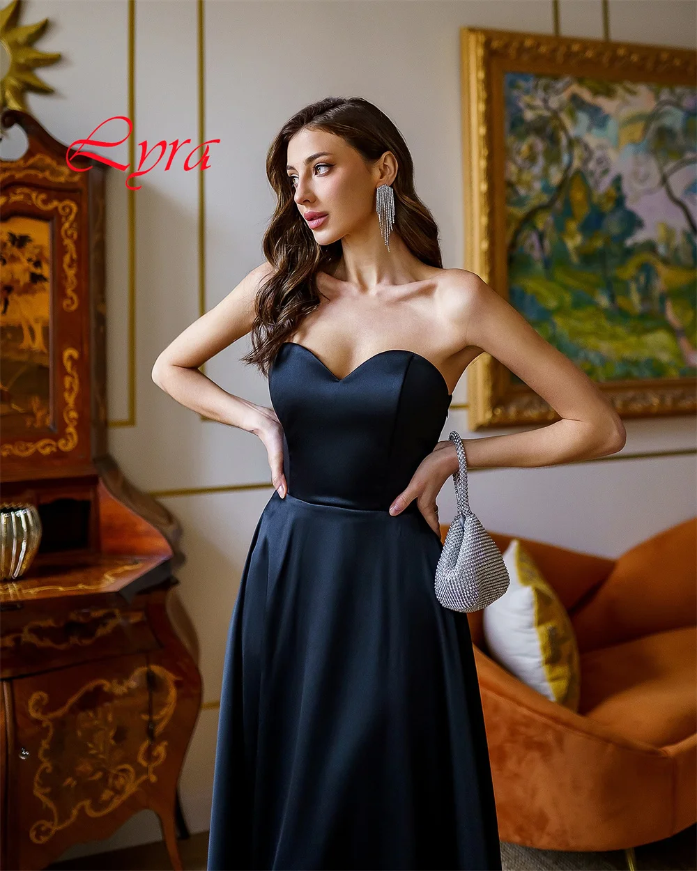 فستان سهرة مثير بدون حمالات بدون أكمام مخصص، فساتين حفلة موسيقية رائعة من الساتان، جودة عالية لحفلات أعياد الميلاد للنساء