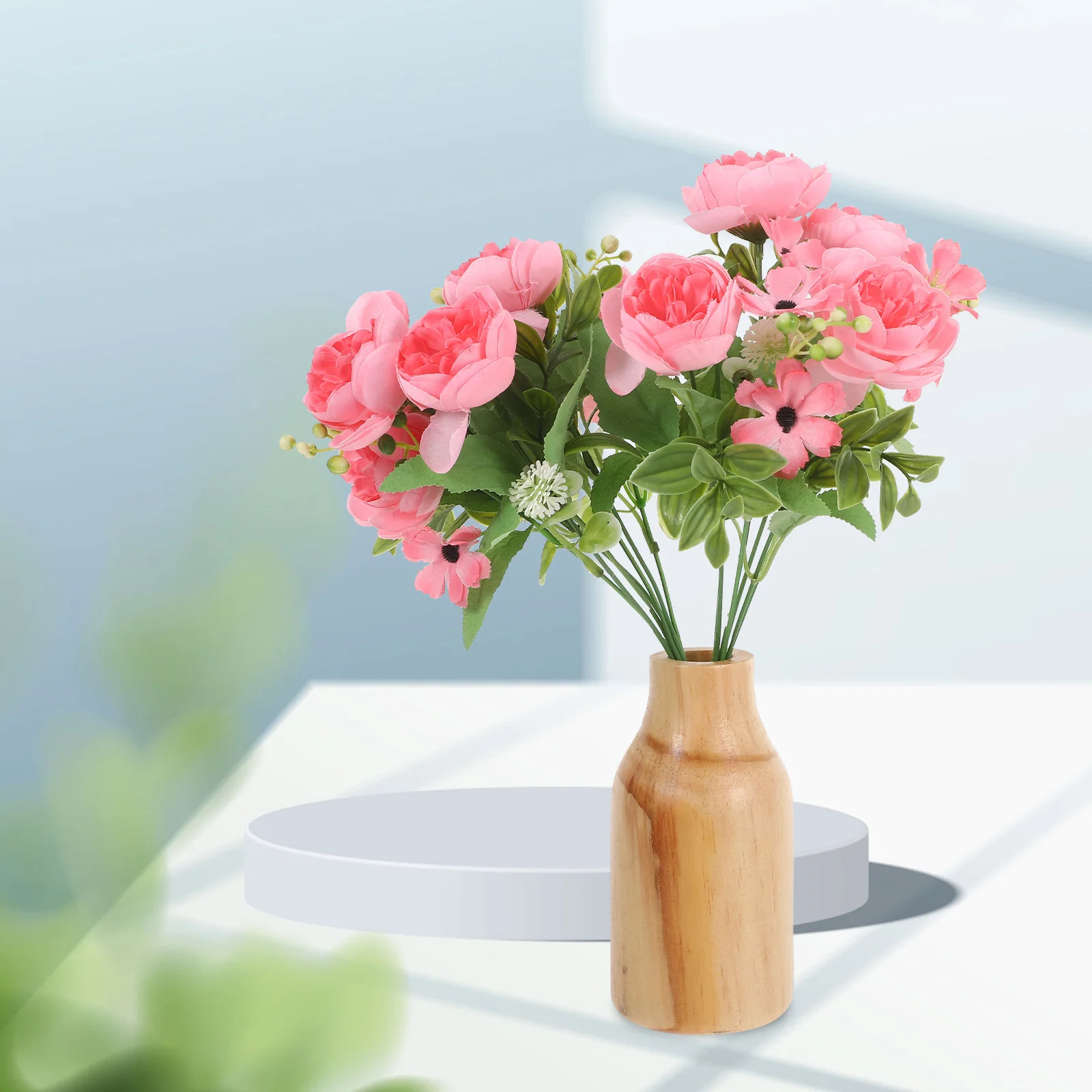 

Small Pine Wood Vase Modern Rustic Flower Arranging Container For Dried Artificial Flowers Home Office Decor Centerpiece