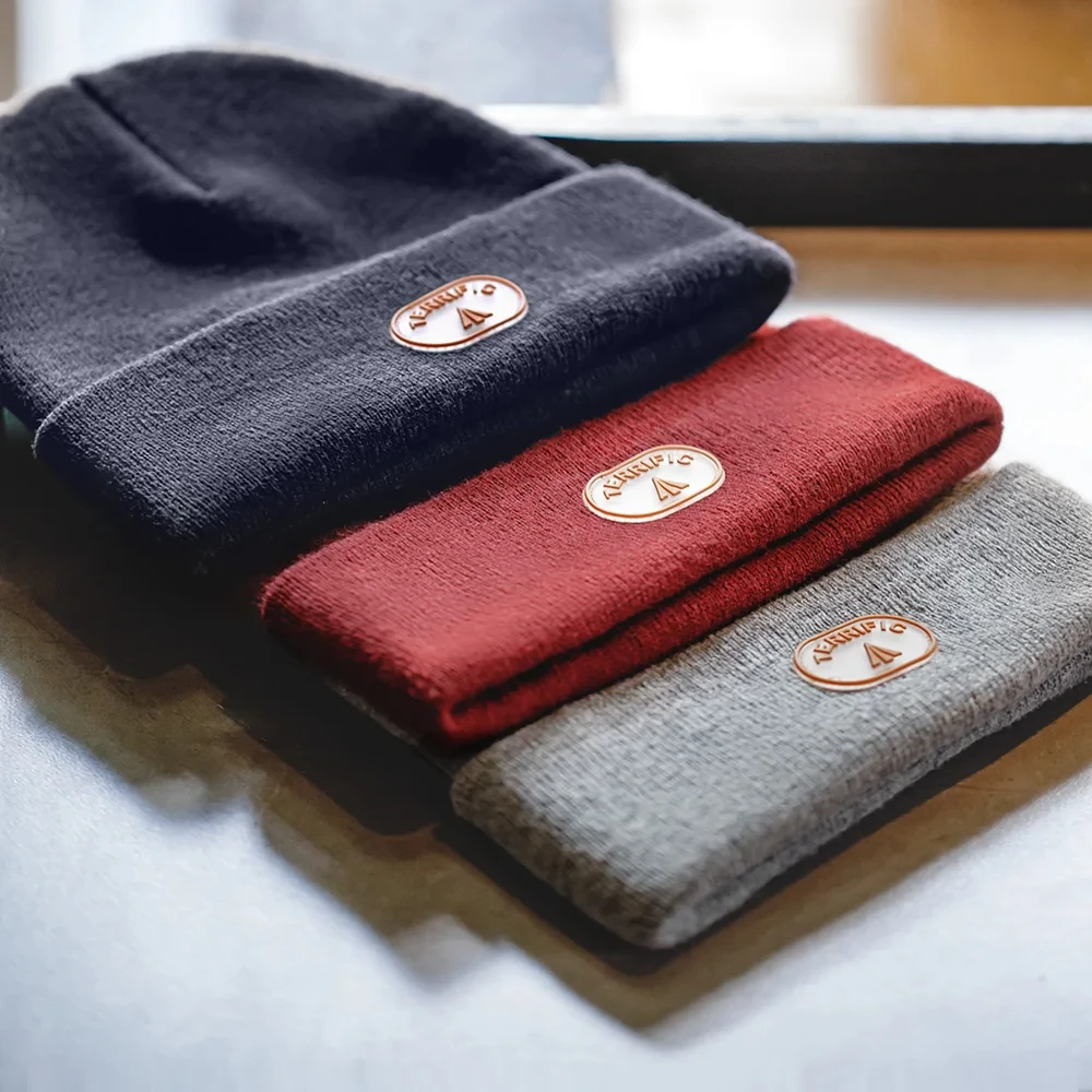 Maden Retro Warm Cotton Knitted Cap 2023 Autumn Winter Men\'s Wine Red Big Head Hat Casual Gray Beanies