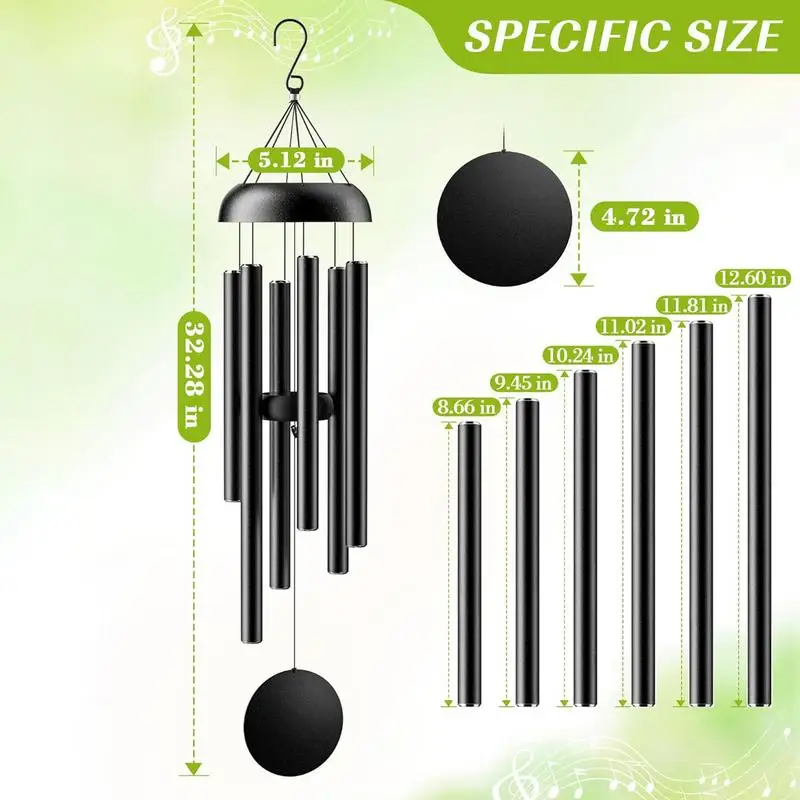 Outdoor Wind Chimes Large Aluminium Wind Chimes 36 Inches Zen Atmosphere Amazing Friend Gift Graceful Deep Tone Unisex Gift