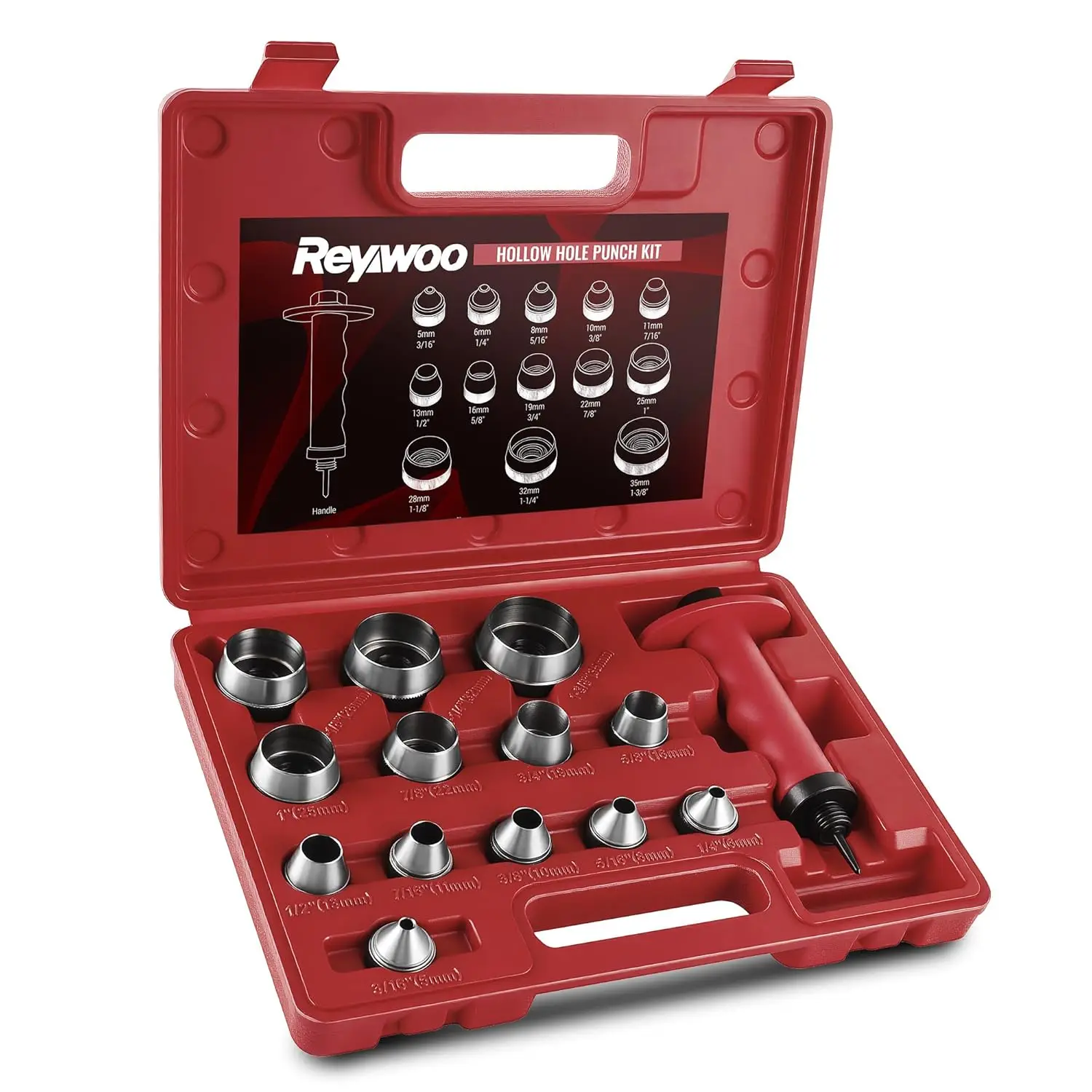 

Hole Set, 14 Pcs Hollow Set 3/16" to 1-3/8"(5-35mm), Gasket Set with Pin Point Shaft