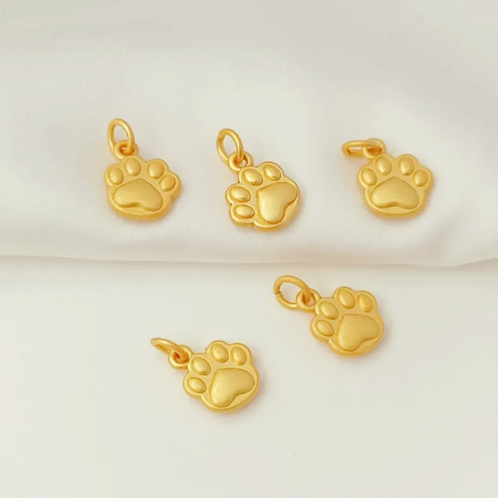 

Ancient Method Gold 18K Gold-encrusted Curved Cat Paw Print Small Pendant, Handmade DIY Bracelet Necklace Accessory Material