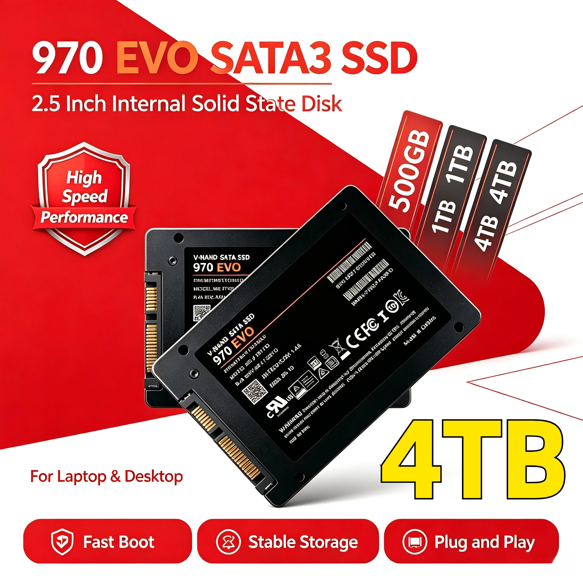 Original 970 Evo 500GB 1TB 2TB Internal HDD Hard Drive 4TB Solid State Disk SSD  Sata3 2.5 Inch For Laptop Microcomputer Desktop