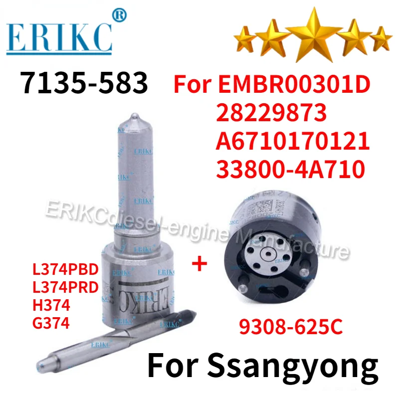 

33800-4A710 Common Rail Repair Kits 7135-583 Nozzle L374PBD Vavle 9308-625C for Ssangyong EMBR00301D A6710170121