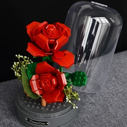 DIY Building Blocks Rose Music Box Immortal Flower Musical Box Clockwork Sound Box Birthday Valentine's Day For Girl Mom Gift