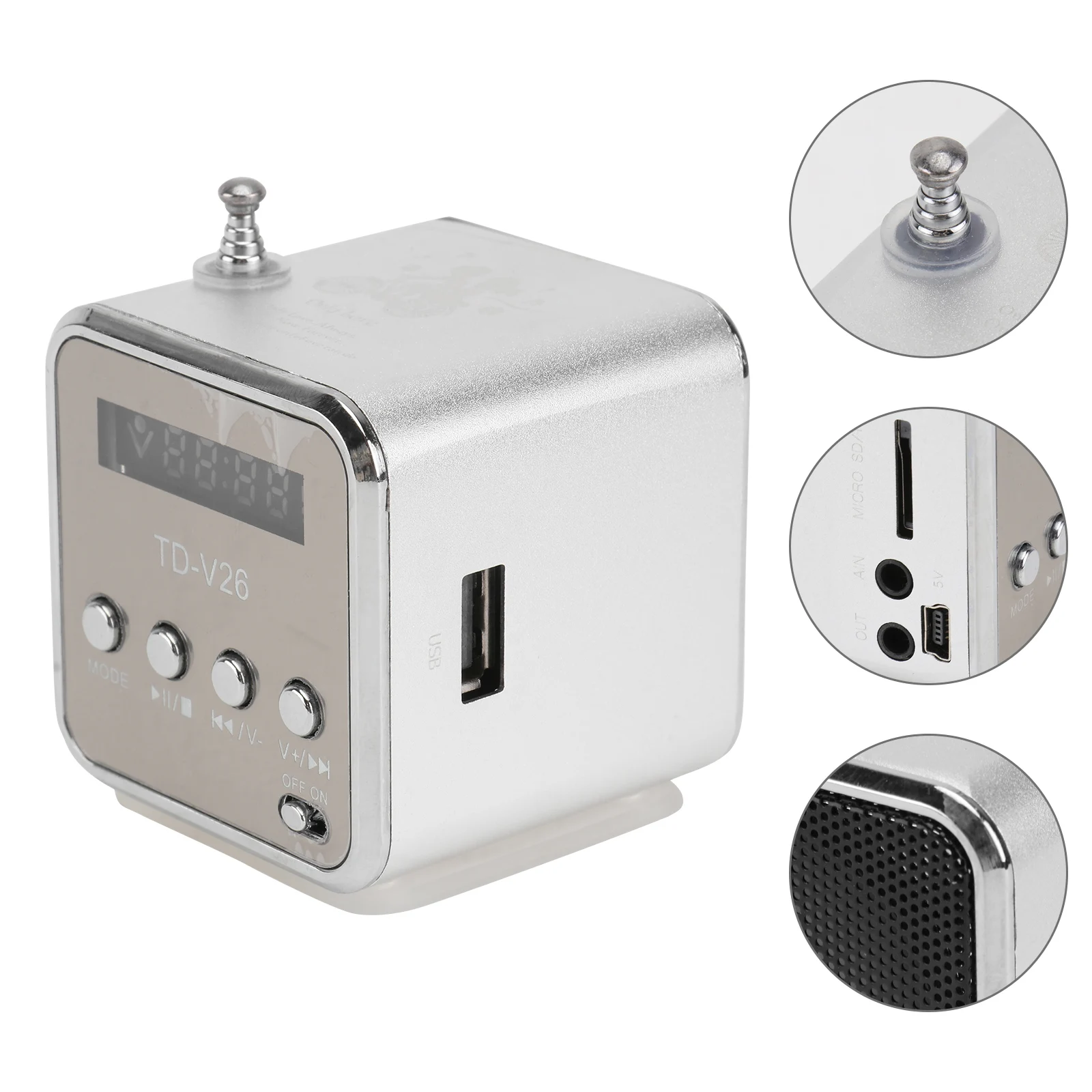 Dual-Function Mini Digital Speaker Mp3 Player Micro Usb Support Portable Rechargeable Led Display