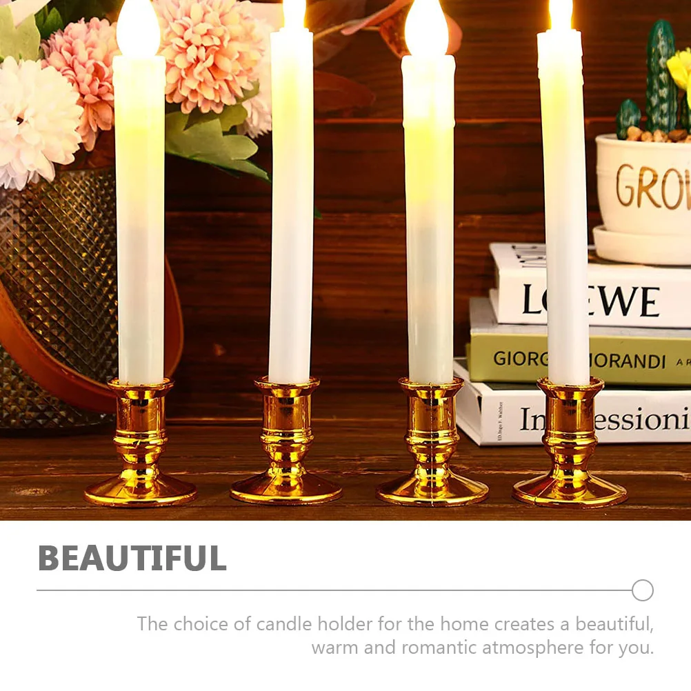 

24 Pcs Home Candleholder Plastic Creative Candleholder Elegant Style Wedding Decorations Stable Bottom Simple Texture